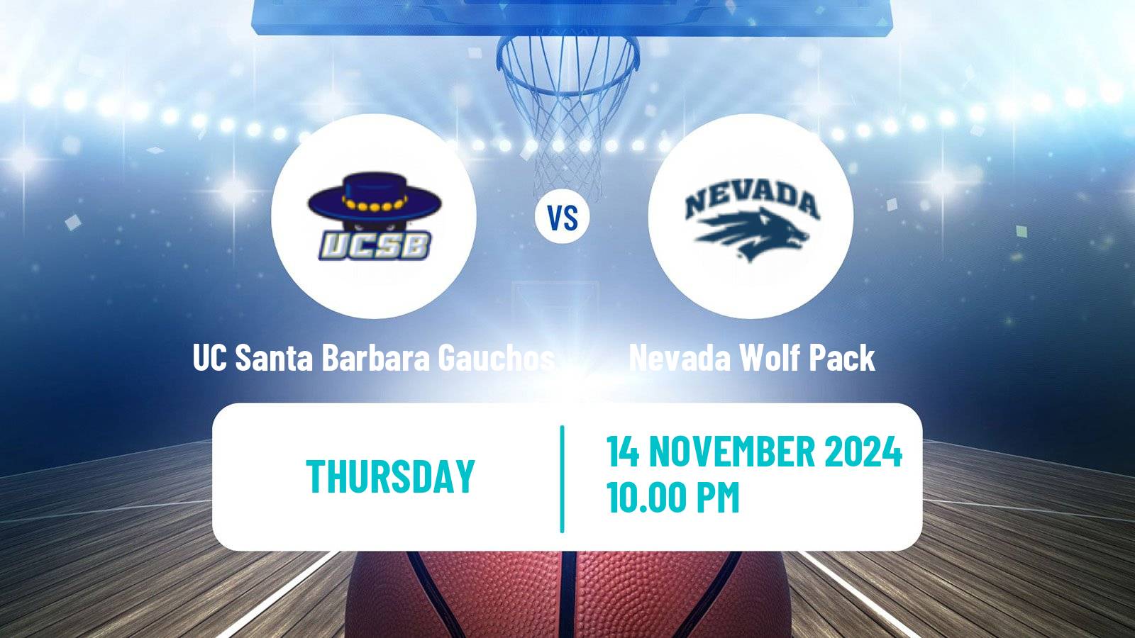 Basketball NCAA College Basketball Women UC Santa Barbara Gauchos - Nevada Wolf Pack