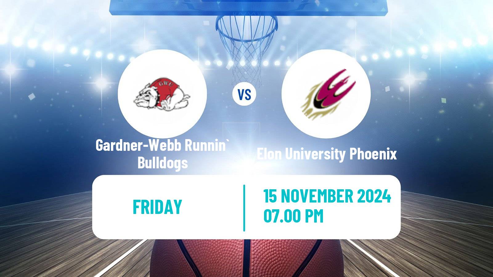 Basketball NCAA College Basketball Gardner-Webb Runnin` Bulldogs - Elon University Phoenix