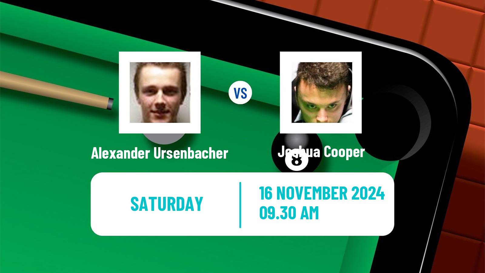 Snooker Uk Championship Alexander Ursenbacher - Joshua Cooper