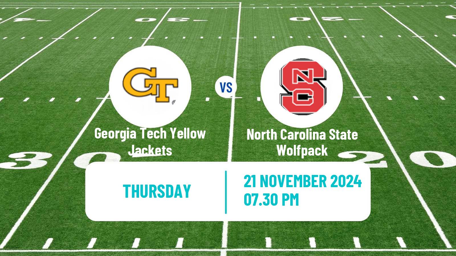 American football NCAA College Football Georgia Tech Yellow Jackets - North Carolina State Wolfpack