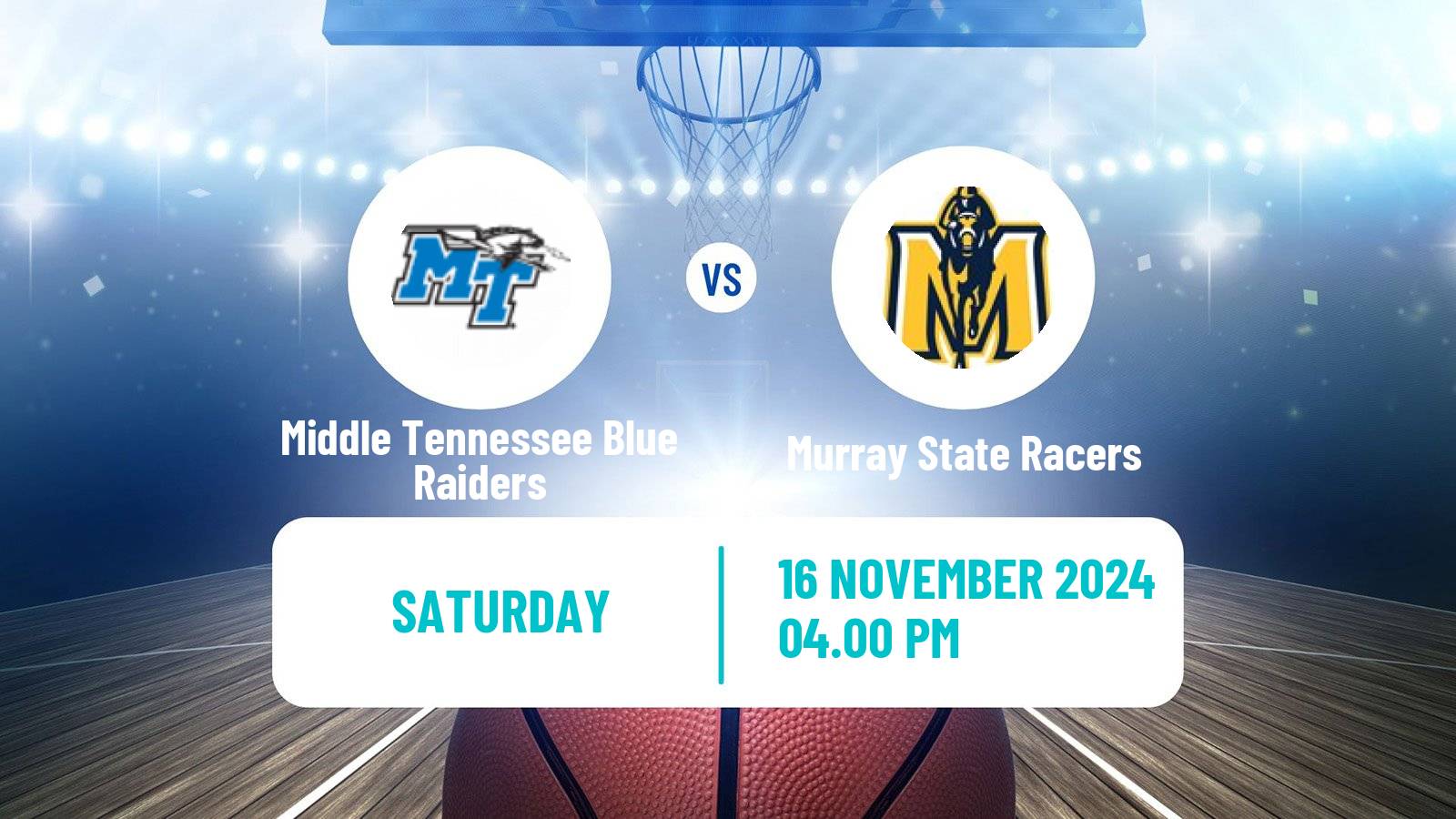 Basketball NCAA College Basketball Middle Tennessee Blue Raiders - Murray State Racers