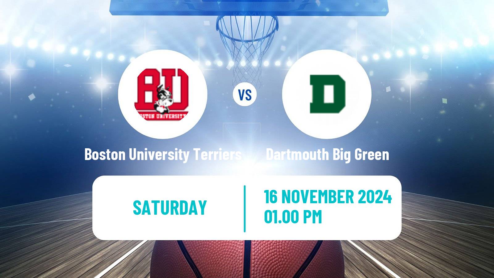 Basketball NCAA College Basketball Boston University Terriers - Dartmouth Big Green