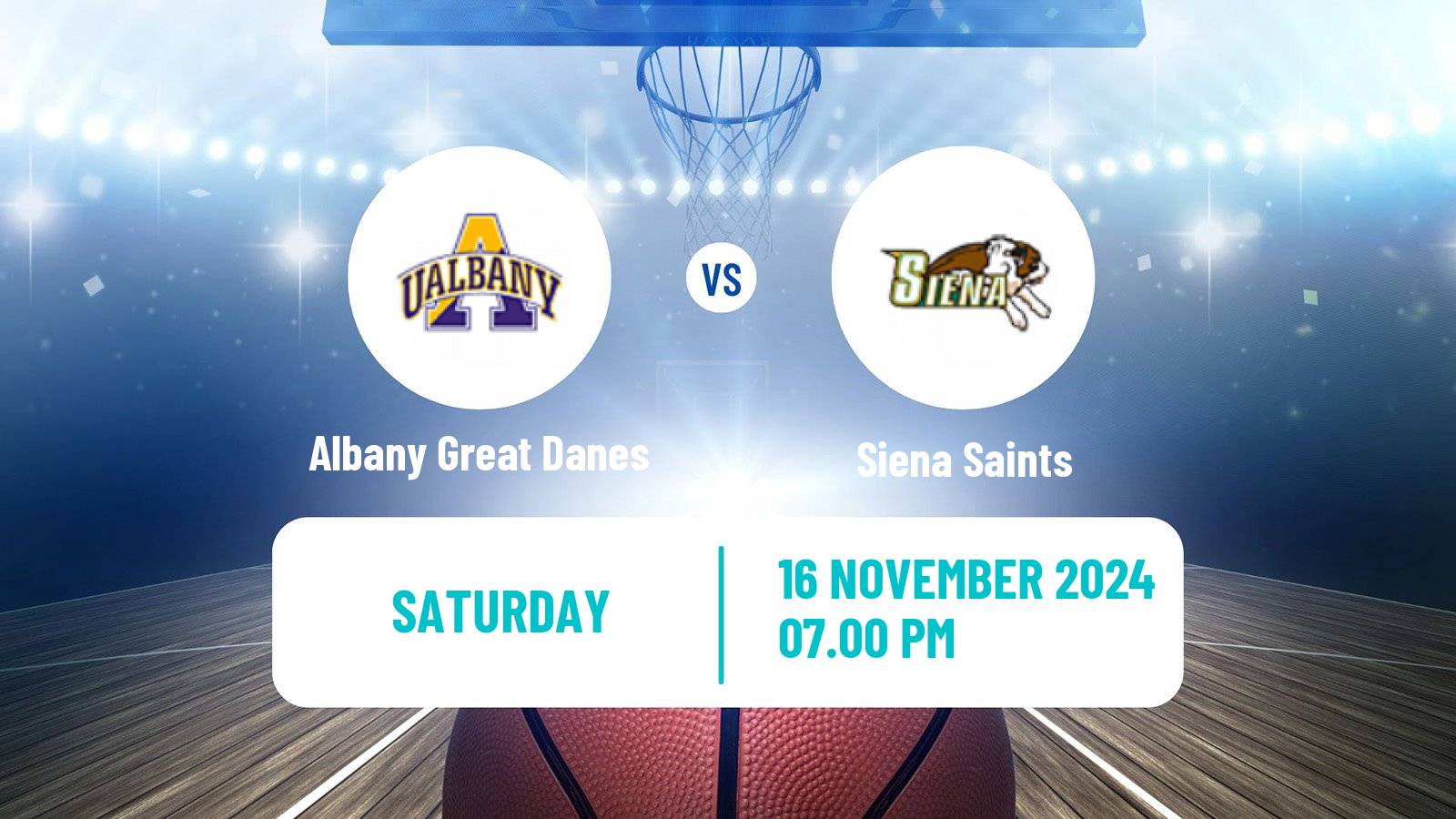 Basketball NCAA College Basketball Albany Great Danes - Siena Saints