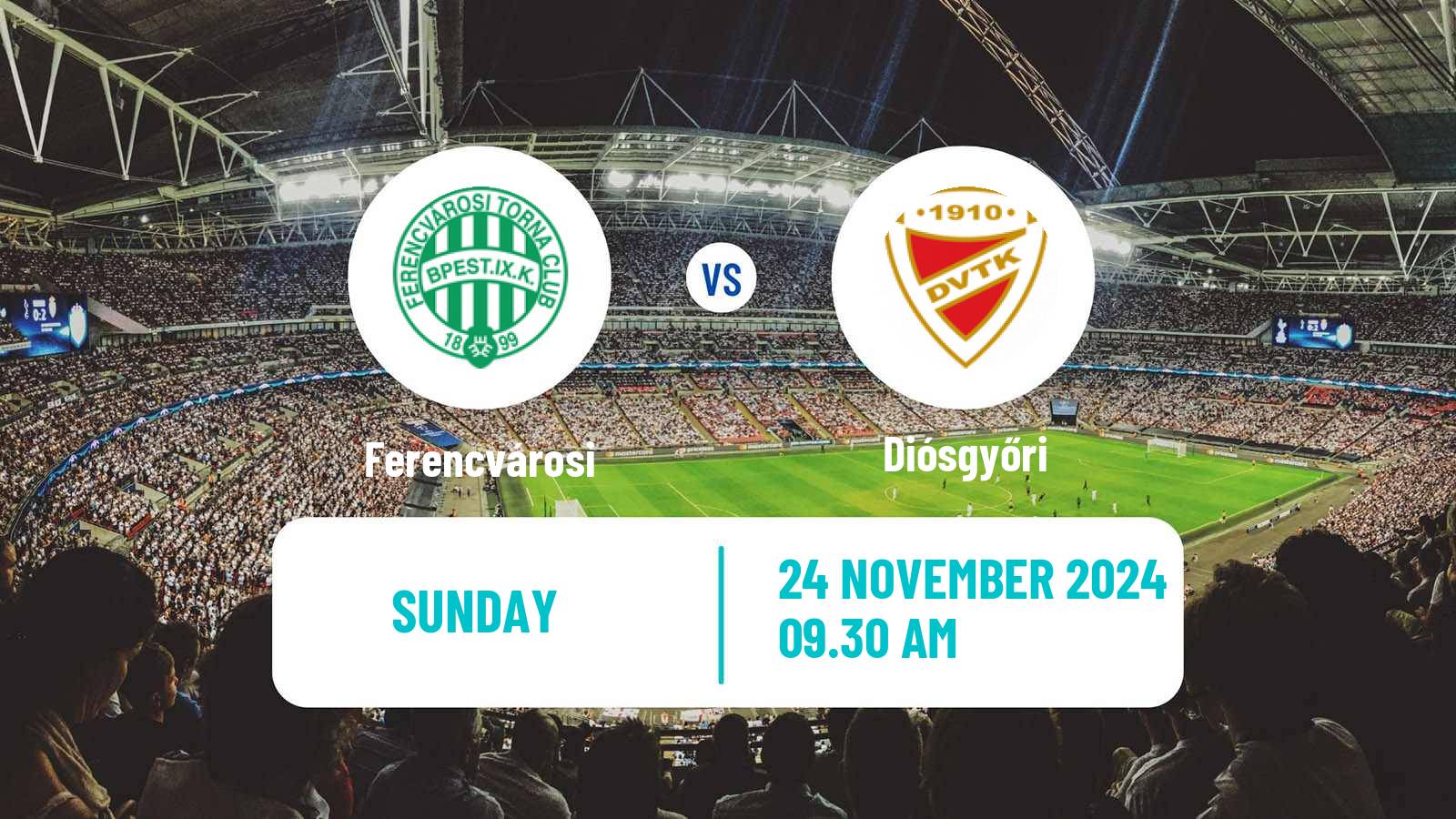 Soccer Hungarian NB I Ferencvárosi - Diósgyőri