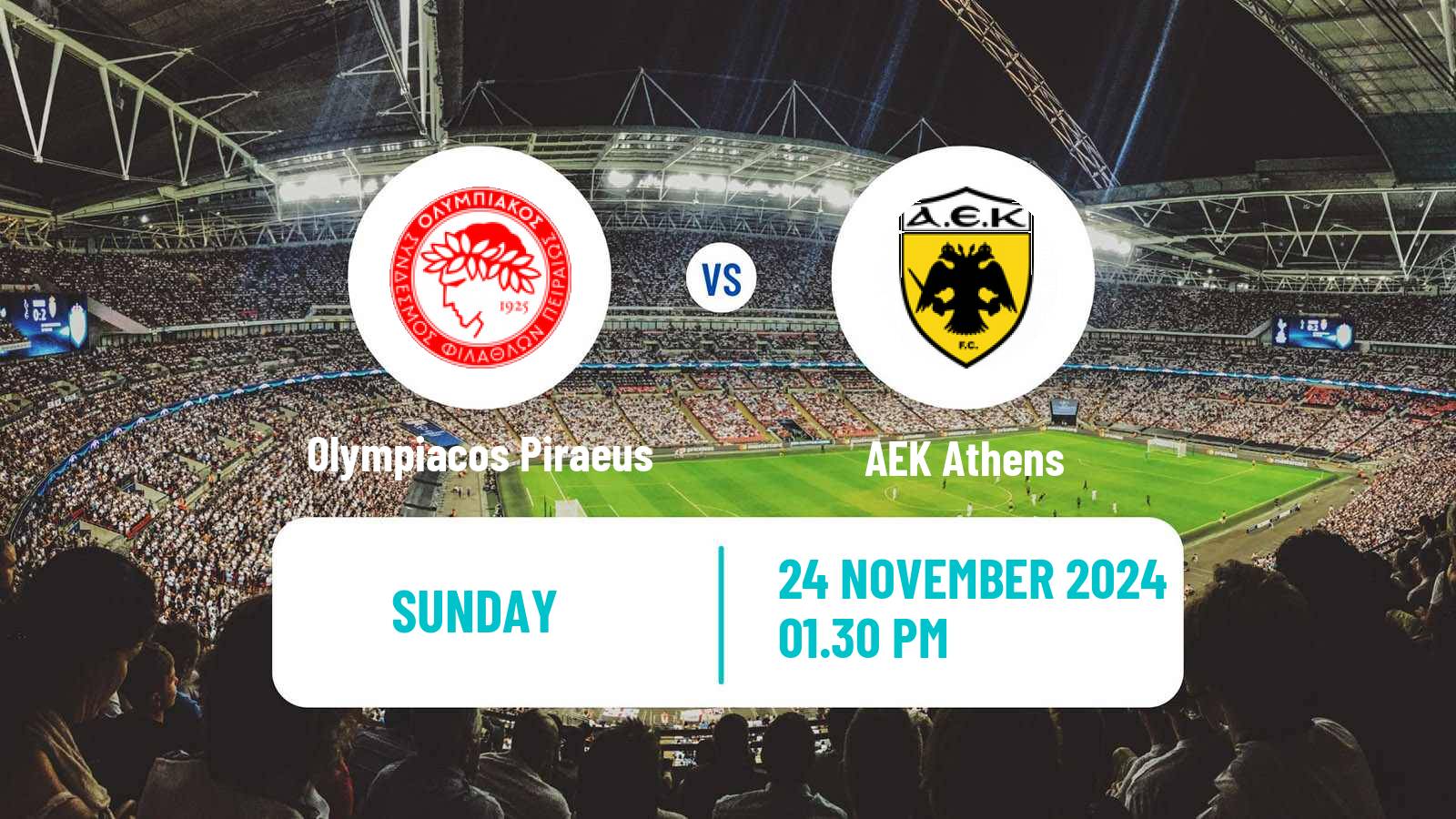 Soccer Greek Super League Olympiacos Piraeus - AEK Athens