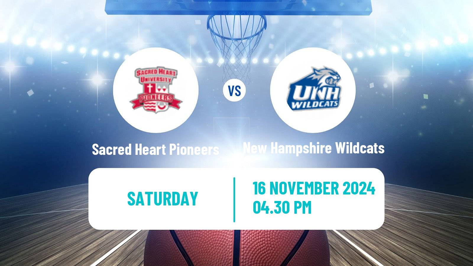 Basketball NCAA College Basketball Sacred Heart Pioneers - New Hampshire Wildcats