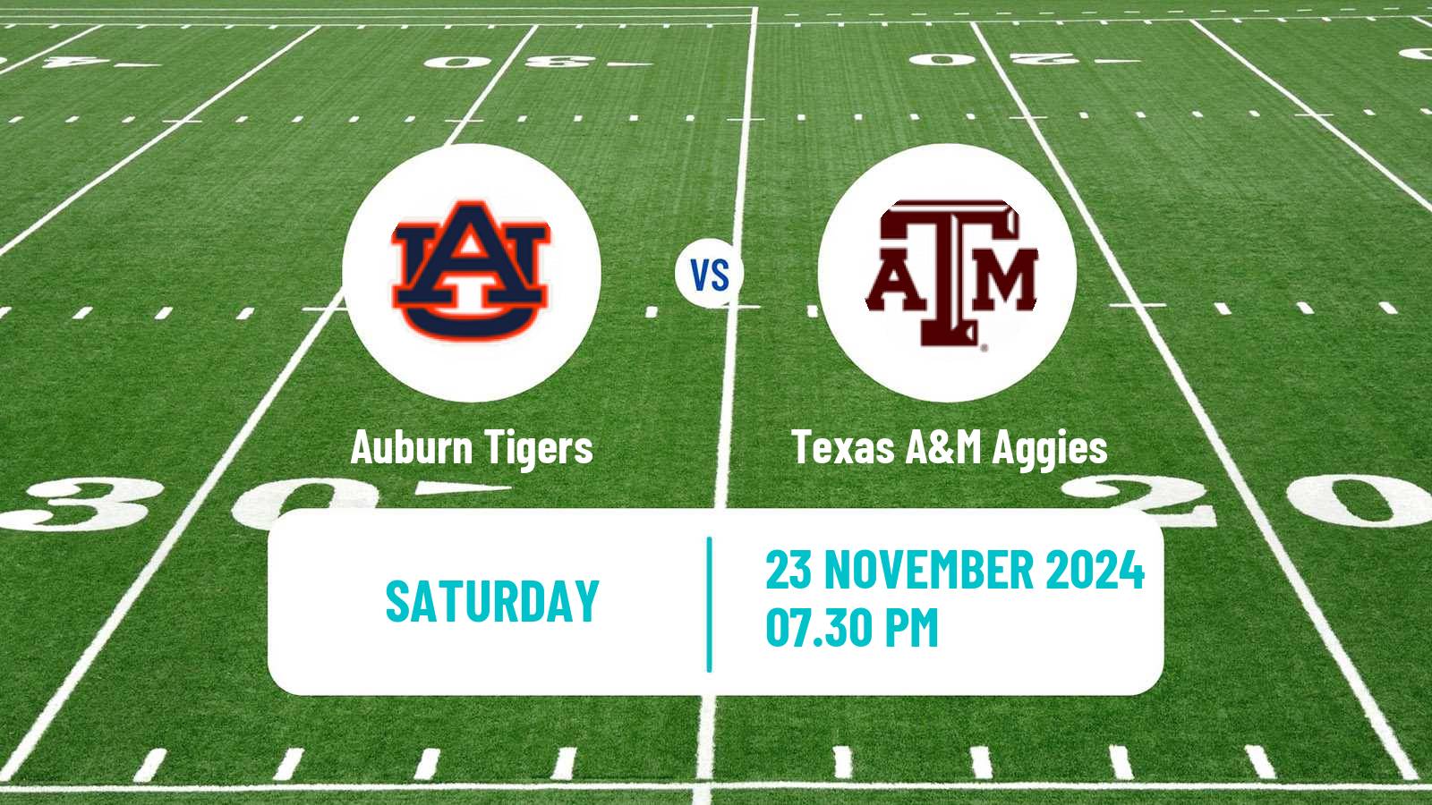 American football NCAA College Football Auburn Tigers - Texas A&M Aggies