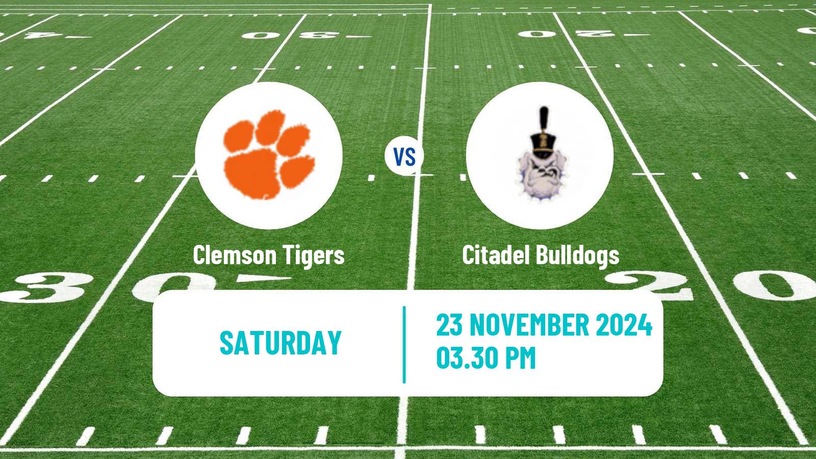 American football NCAA College Football Clemson Tigers - Citadel Bulldogs