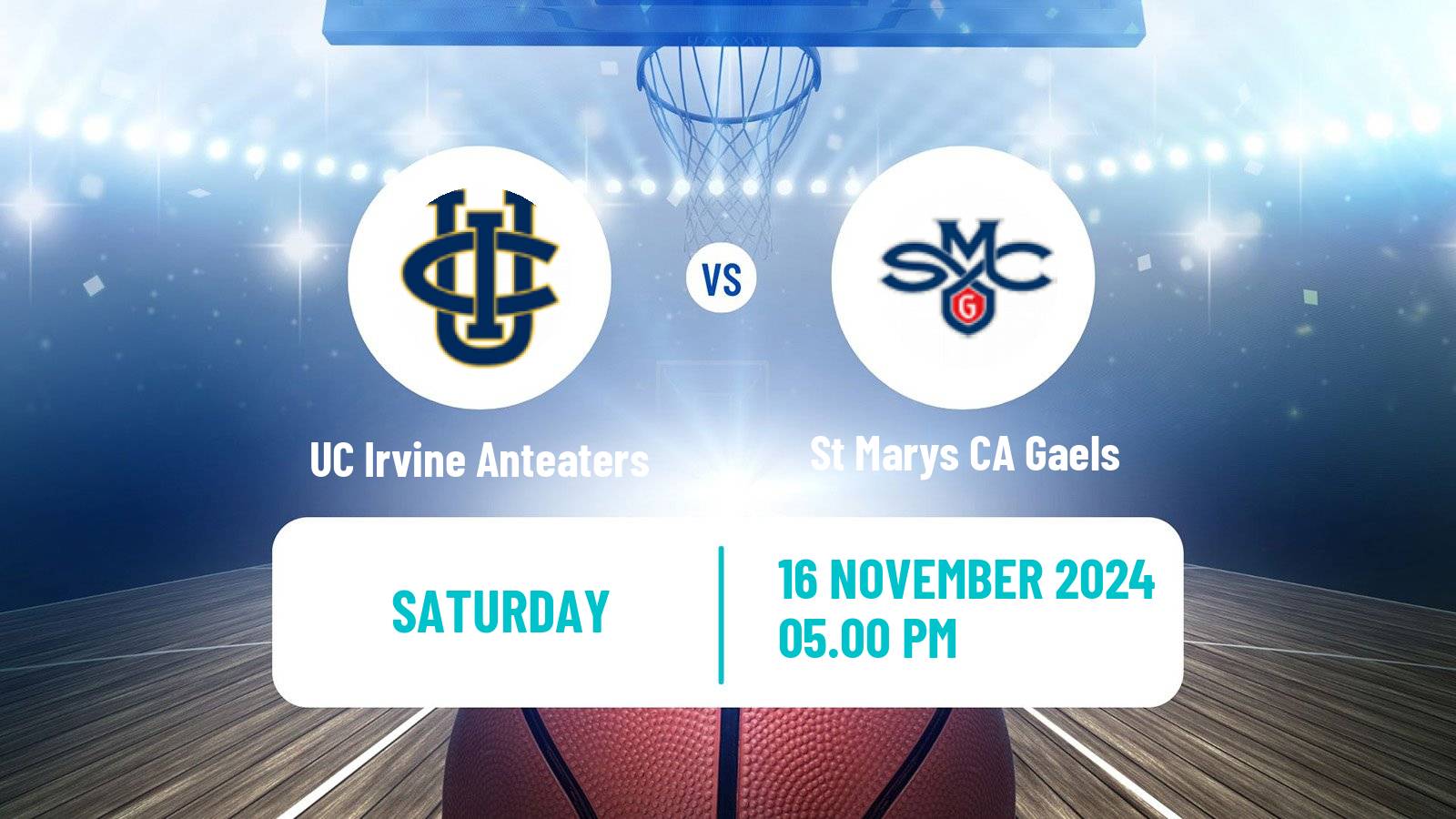 Basketball NCAA College Basketball Women UC Irvine Anteaters - St Marys CA Gaels