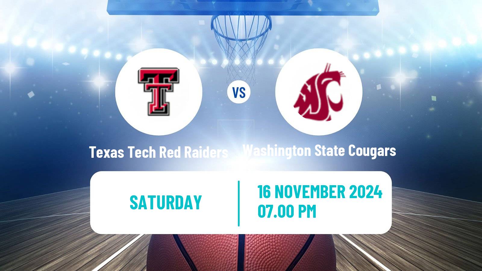 Basketball NCAA College Basketball Women Texas Tech Red Raiders - Washington State Cougars