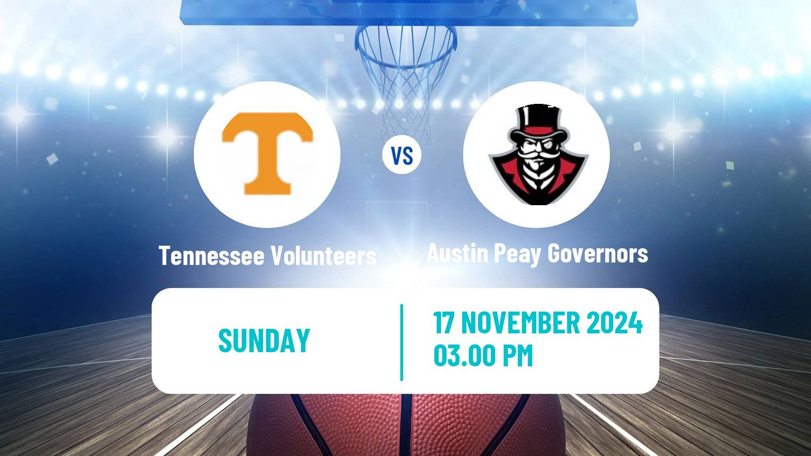 Basketball NCAA College Basketball Tennessee Volunteers - Austin Peay Governors