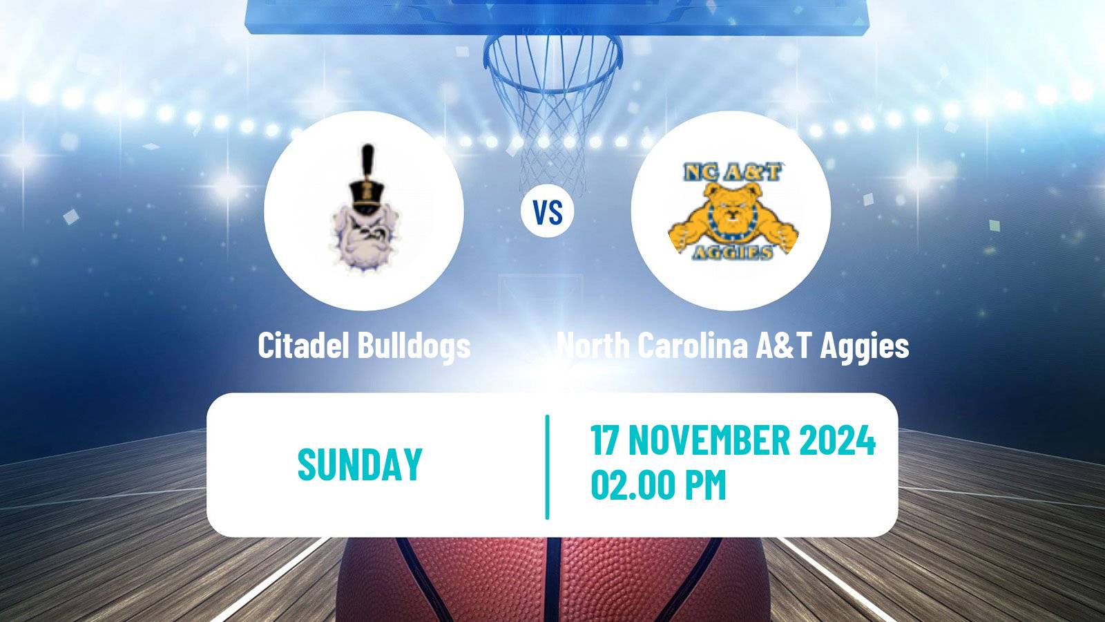 Basketball NCAA College Basketball Citadel Bulldogs - North Carolina A&T Aggies