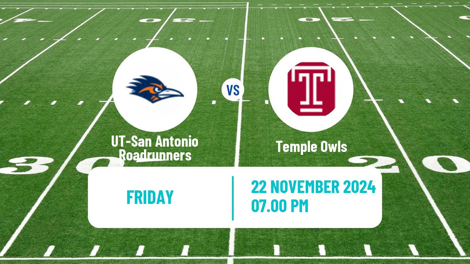 American football NCAA College Football UT-San Antonio Roadrunners - Temple Owls