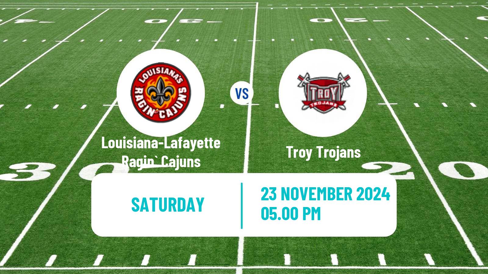 American football NCAA College Football Louisiana-Lafayette Ragin` Cajuns - Troy Trojans