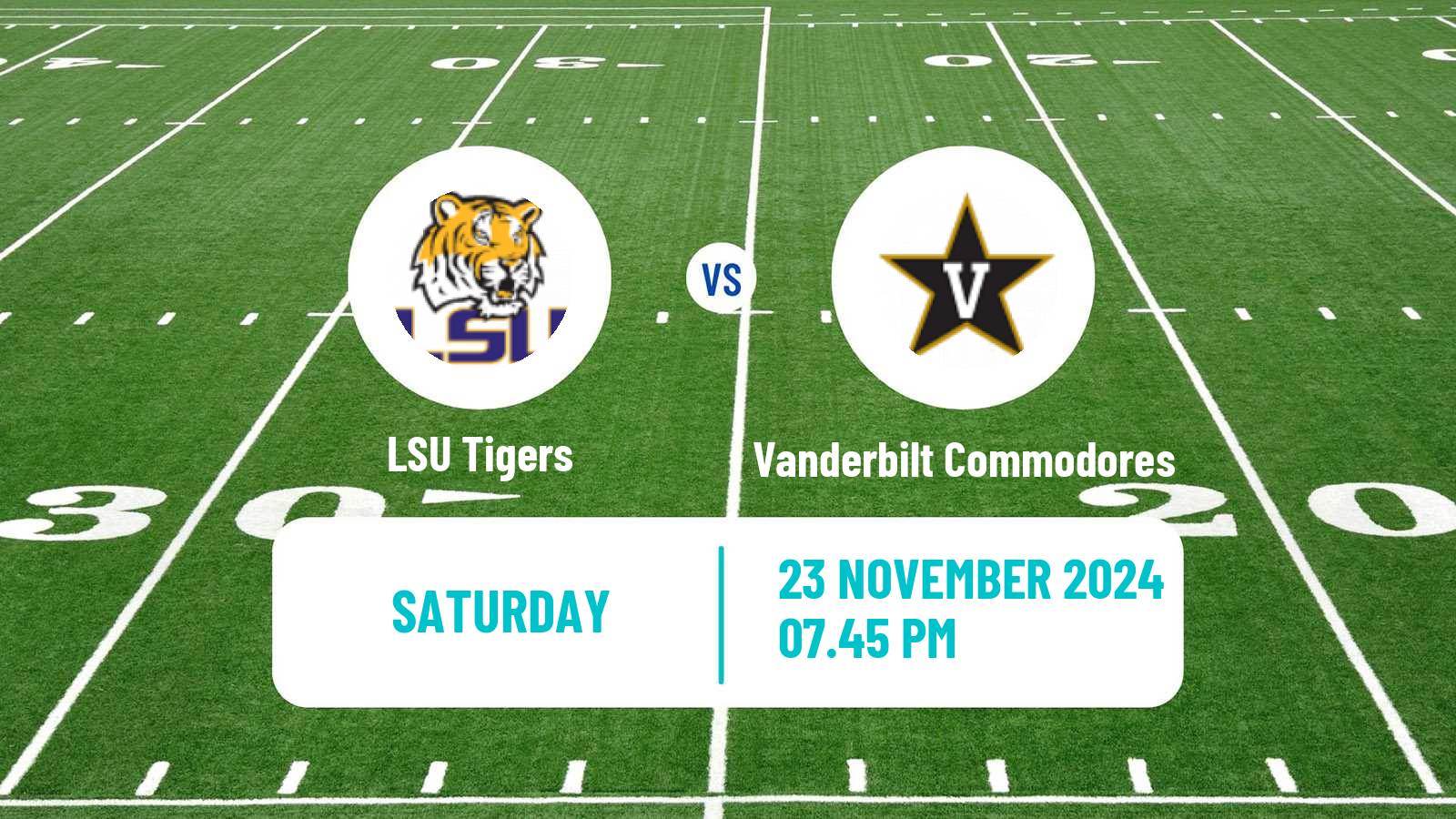 American football NCAA College Football LSU Tigers - Vanderbilt Commodores