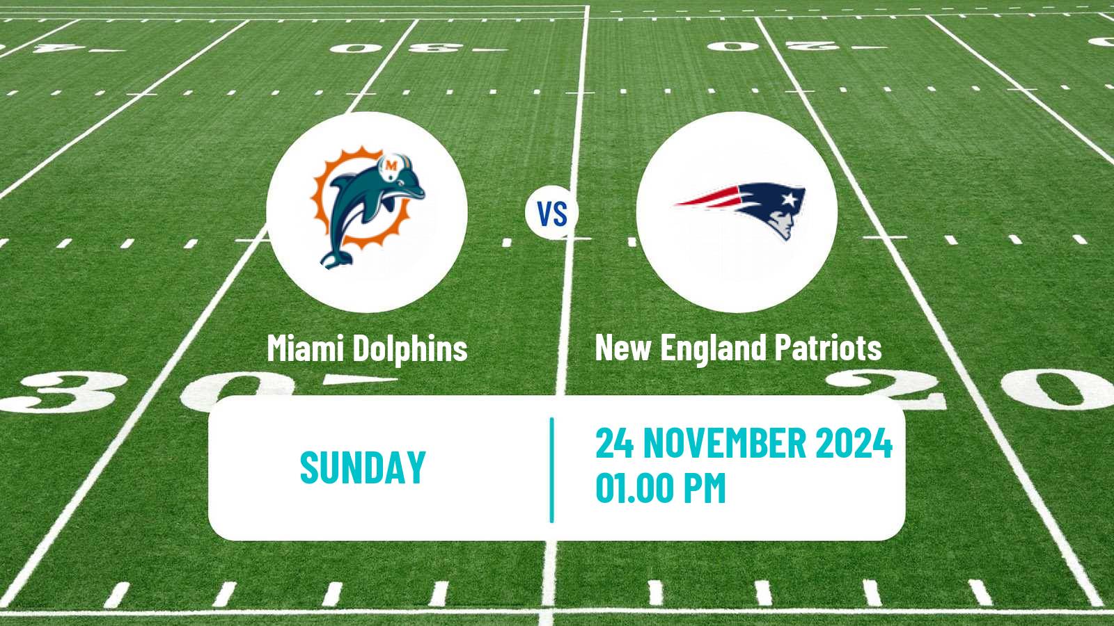 American football NFL Miami Dolphins - New England Patriots