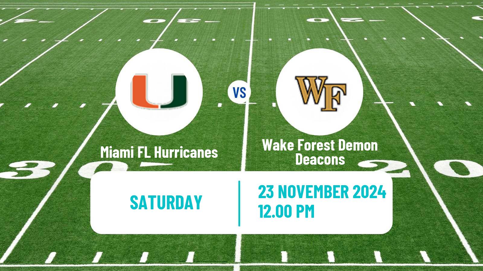 American football NCAA College Football Miami FL Hurricanes - Wake Forest Demon Deacons