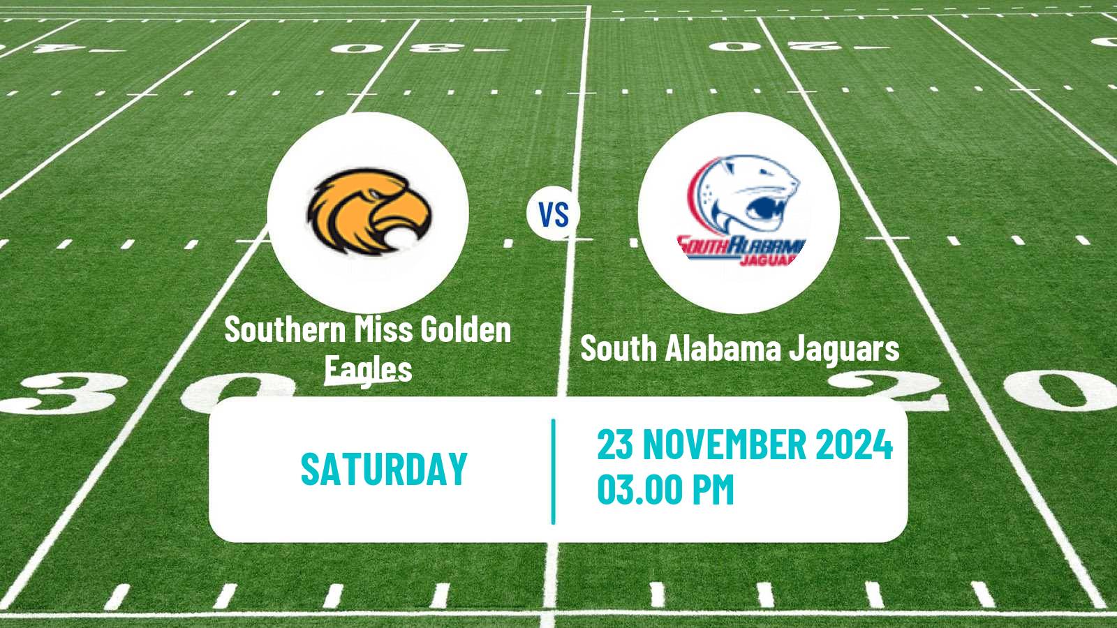 American football NCAA College Football Southern Miss Golden Eagles - South Alabama Jaguars