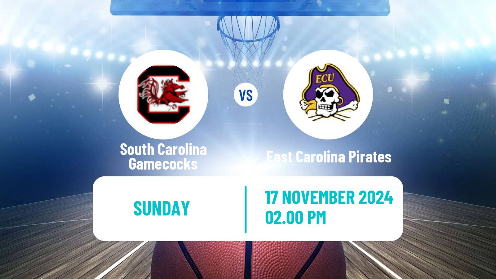 Basketball NCAA College Basketball Women South Carolina Gamecocks - East Carolina Pirates