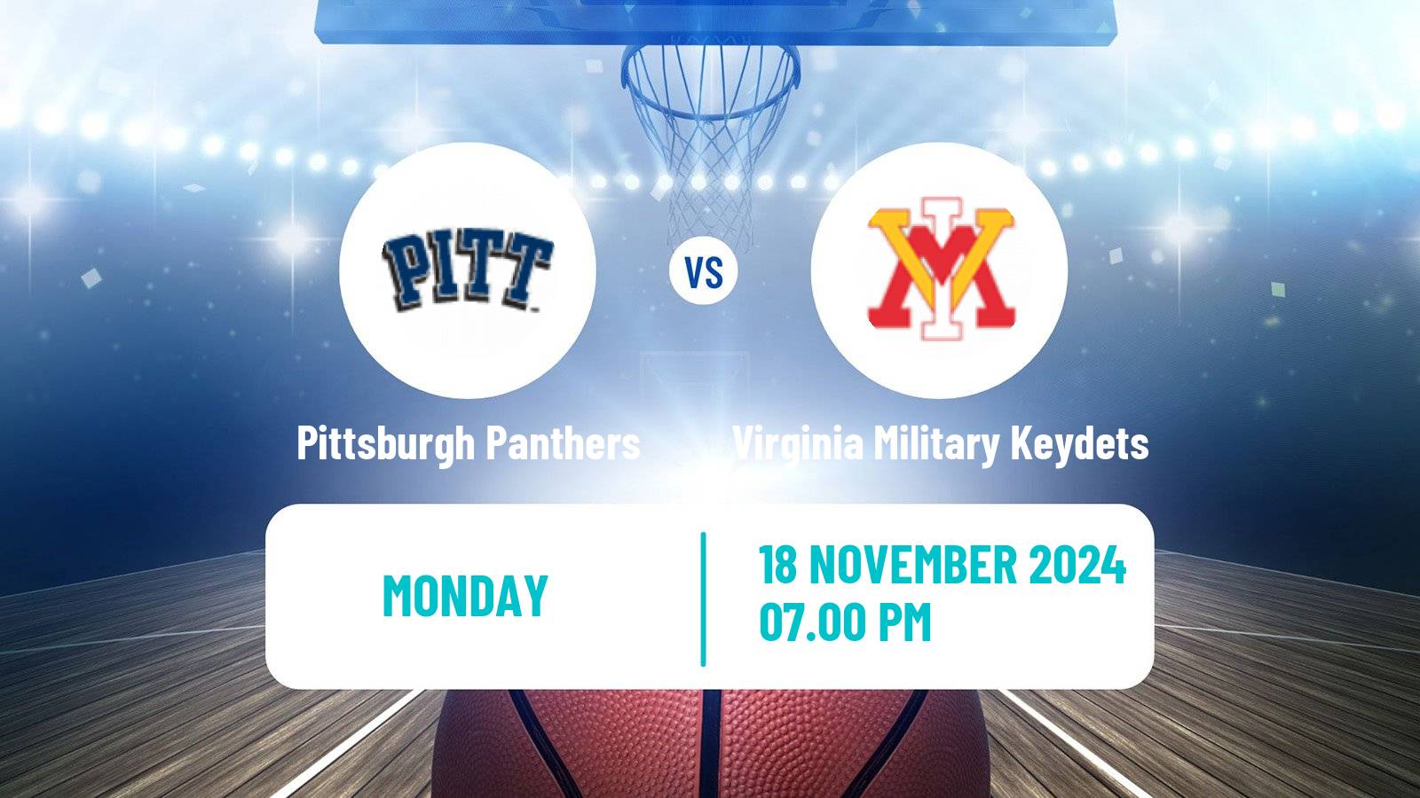 Basketball NCAA College Basketball Pittsburgh Panthers - Virginia Military Keydets