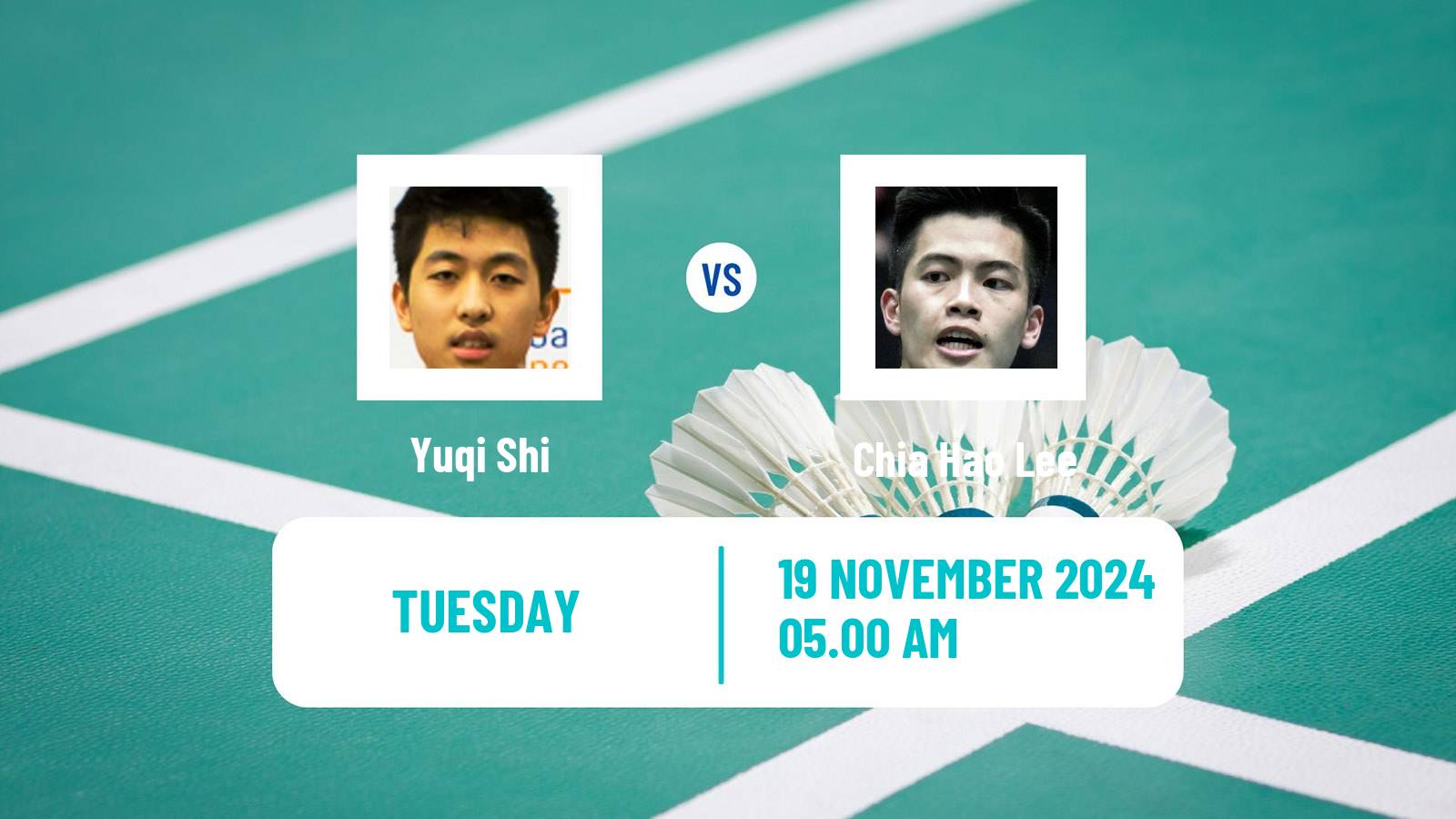 Badminton BWF World Tour China Masters 3 Men Yuqi Shi - Chia Hao Lee