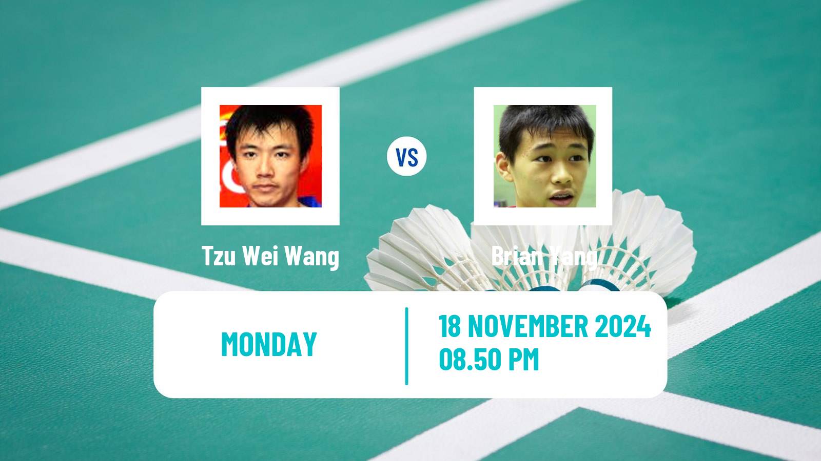 Badminton BWF World Tour China Masters 3 Men Tzu Wei Wang - Brian Yang