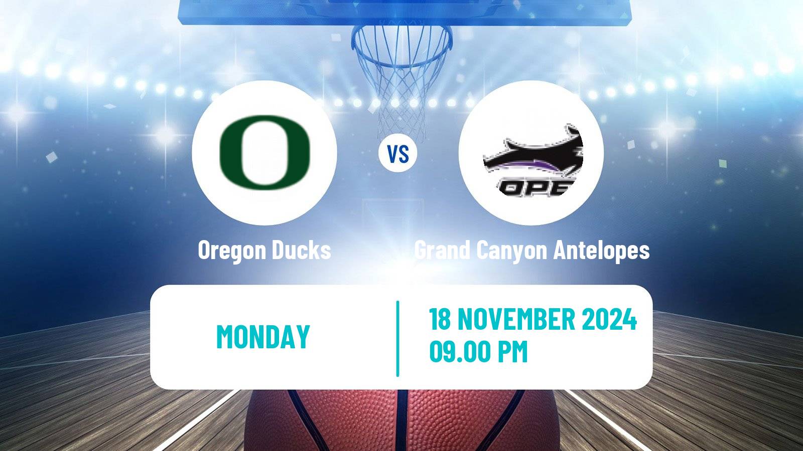 Basketball NCAA College Basketball Women Oregon Ducks - Grand Canyon Antelopes