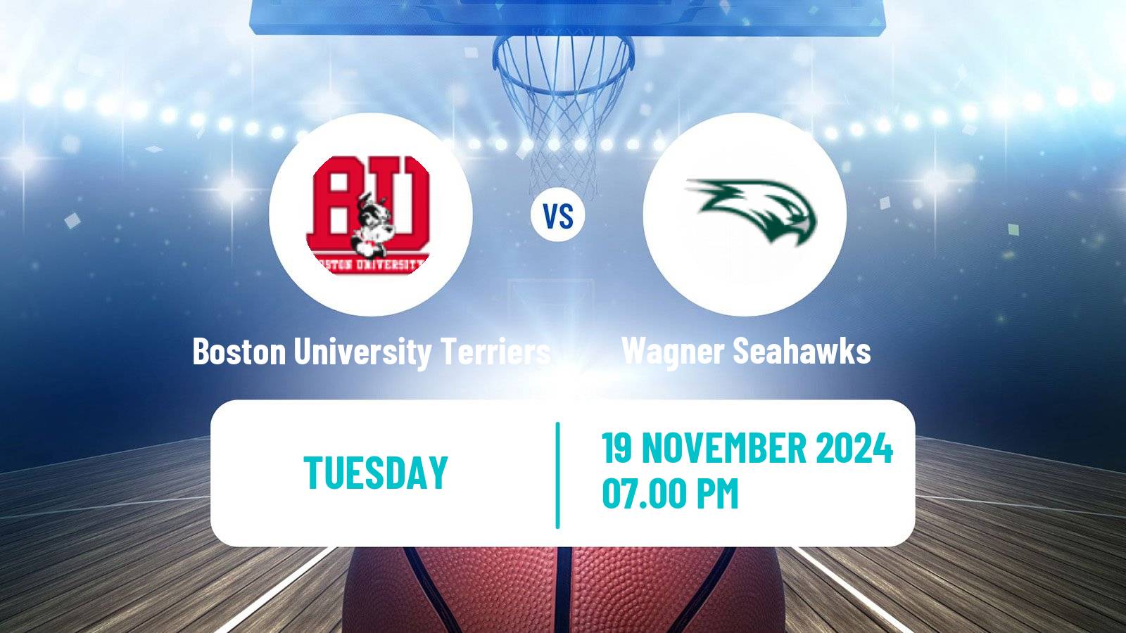 Basketball NCAA College Basketball Boston University Terriers - Wagner Seahawks