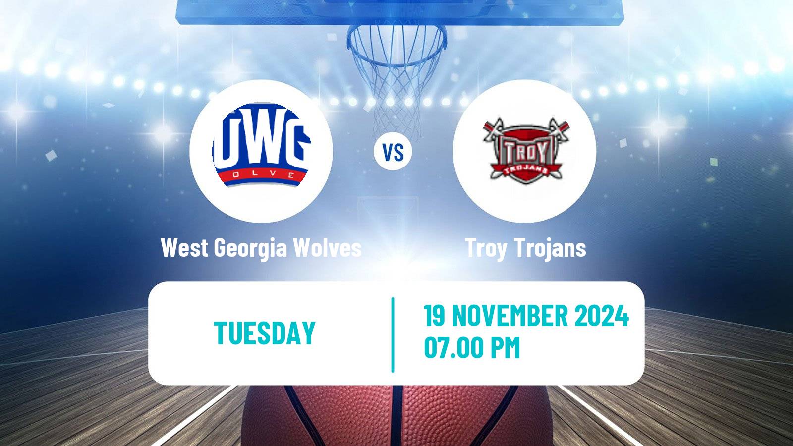 Basketball NCAA College Basketball West Georgia Wolves - Troy Trojans