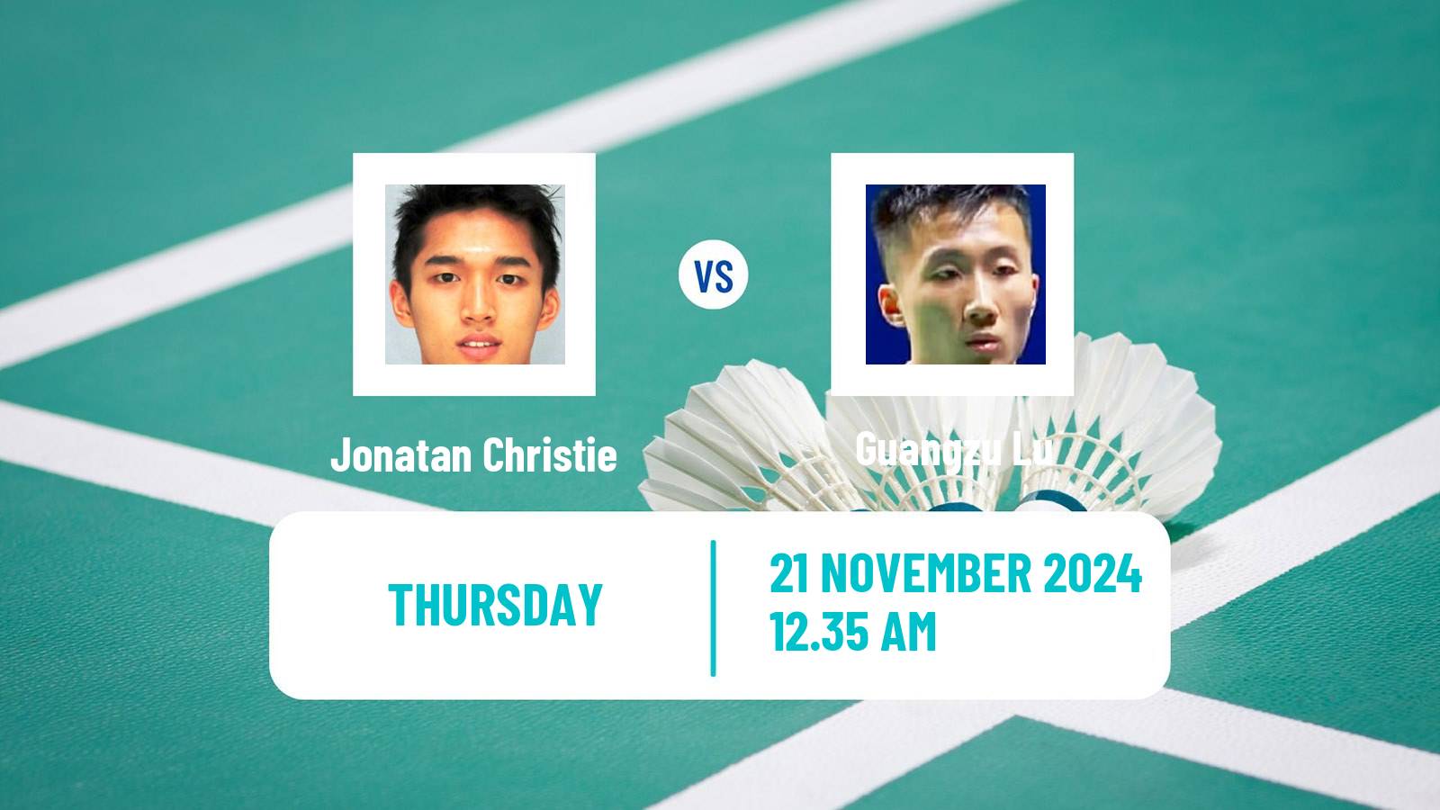 Badminton BWF World Tour China Masters 3 Men Jonatan Christie - Guangzu Lu