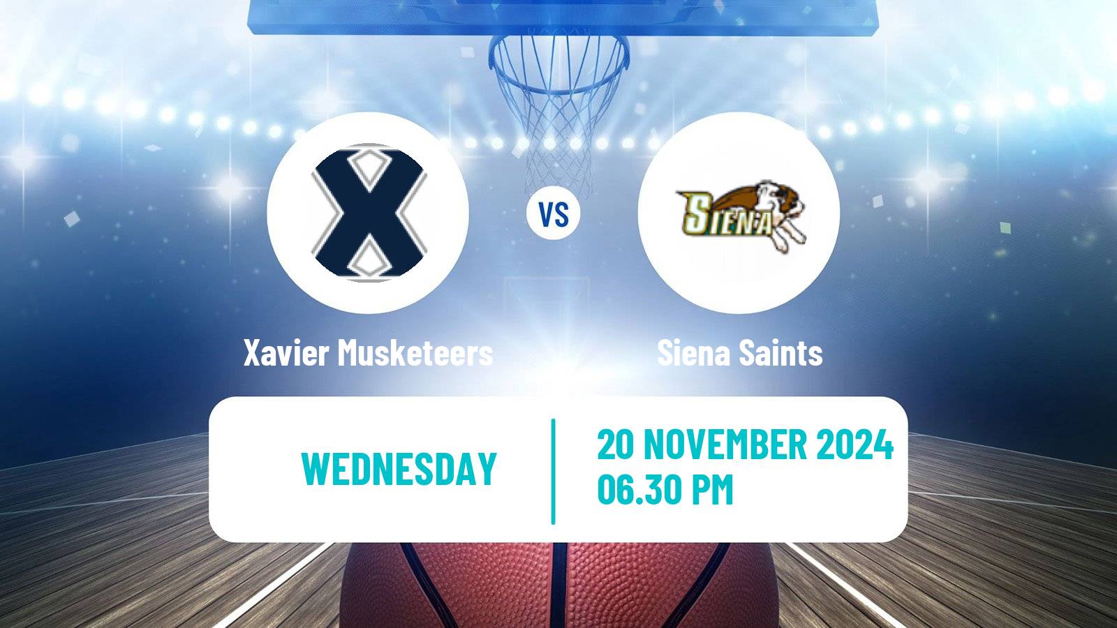 Basketball NCAA College Basketball Xavier Musketeers - Siena Saints