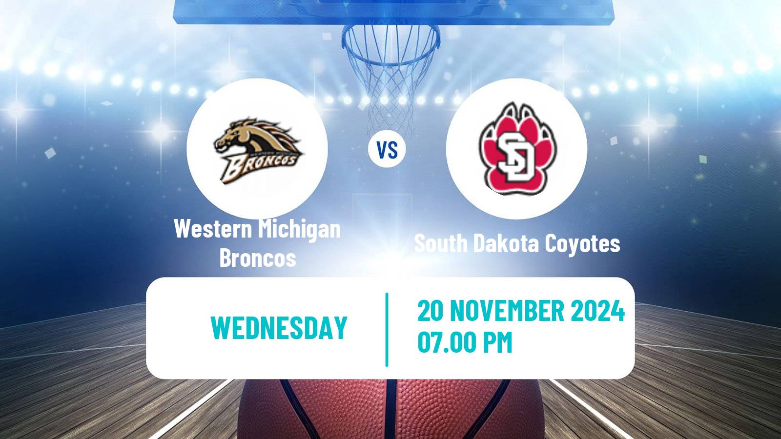 Basketball NCAA College Basketball Western Michigan Broncos - South Dakota Coyotes