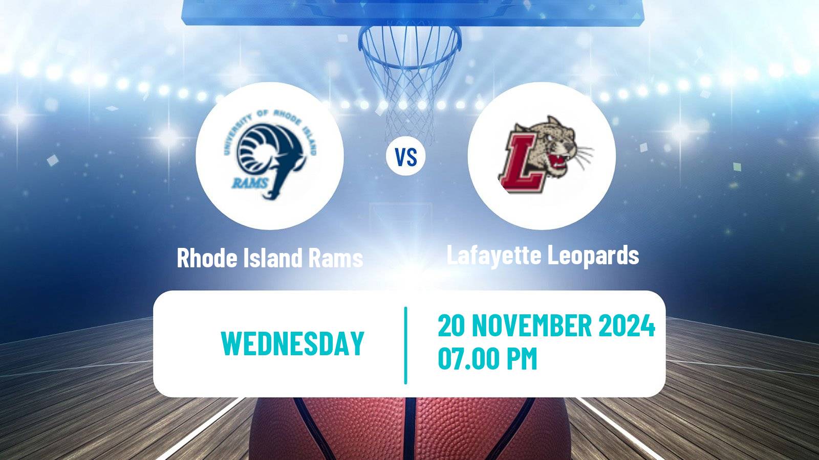 Basketball NCAA College Basketball Rhode Island Rams - Lafayette Leopards