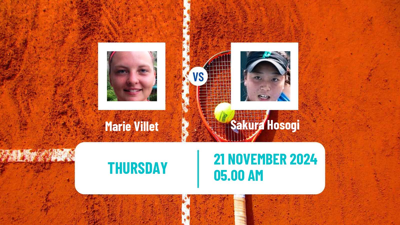 Tennis ITF W15 Monastir 45 Women Marie Villet - Sakura Hosogi