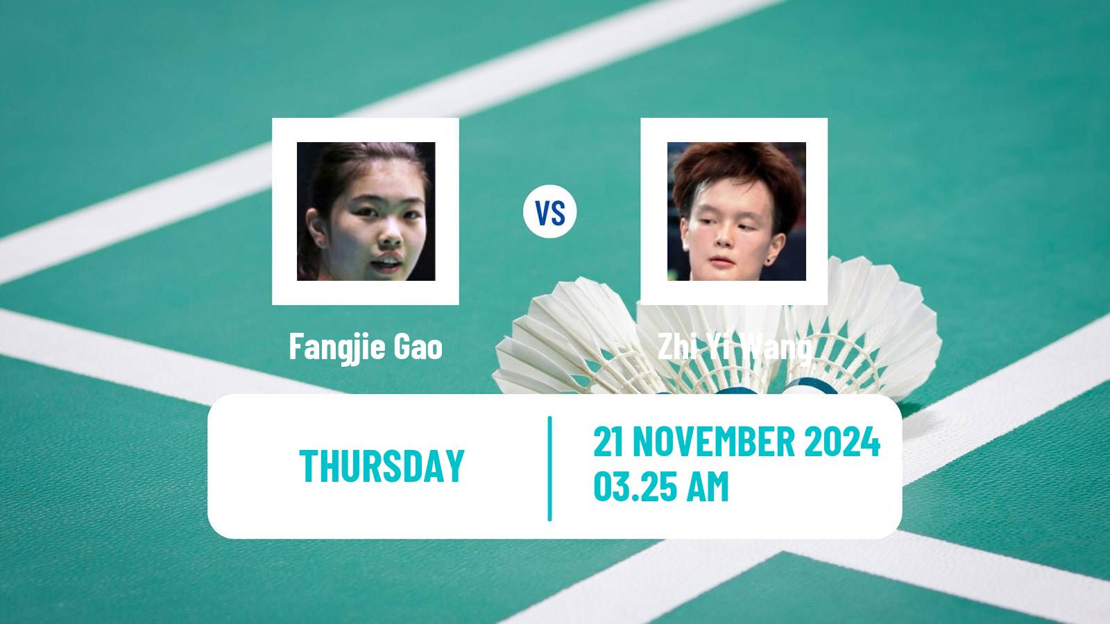 Badminton BWF World Tour China Masters 3 Women Fangjie Gao - Zhi Yi Wang