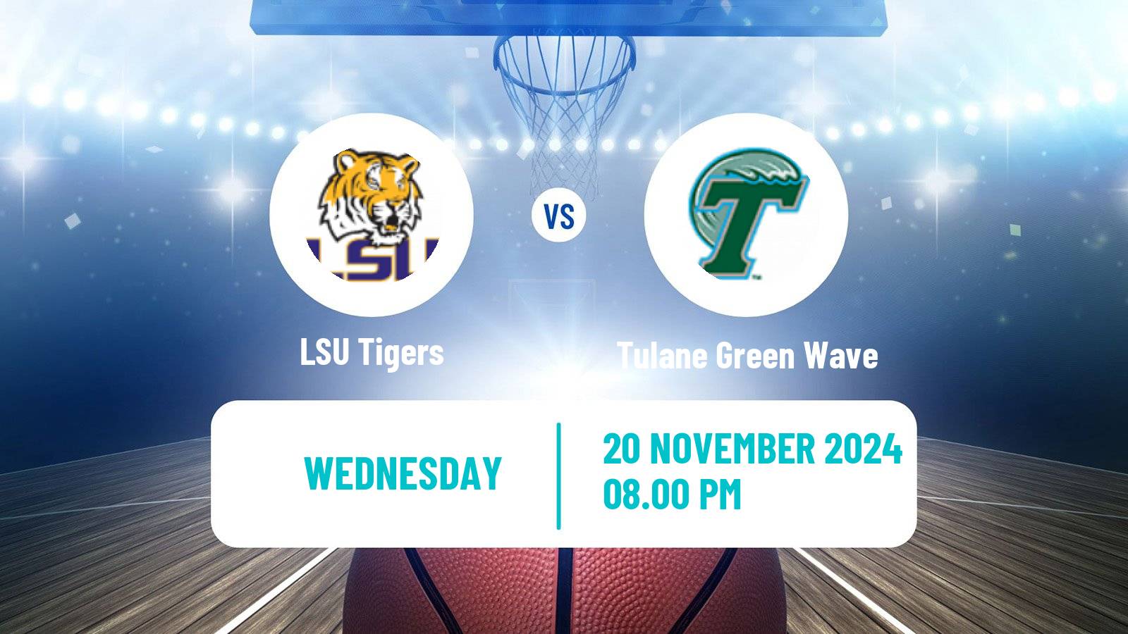 Basketball NCAA College Basketball Women LSU Tigers - Tulane Green Wave