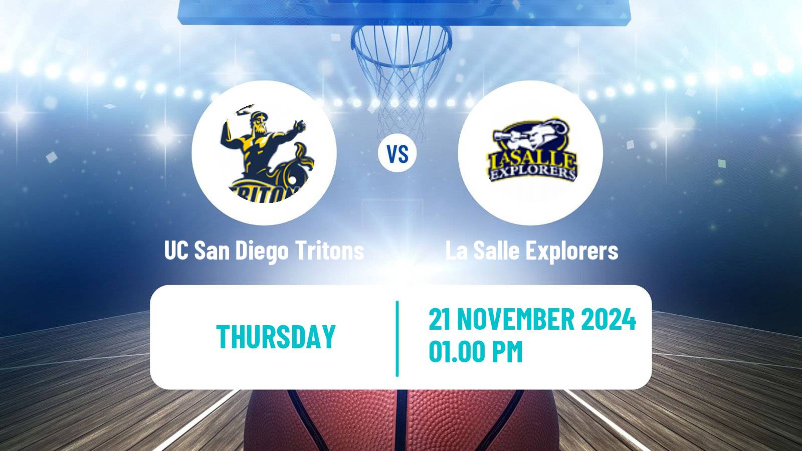 Basketball NCAA College Basketball UC San Diego Tritons - La Salle Explorers