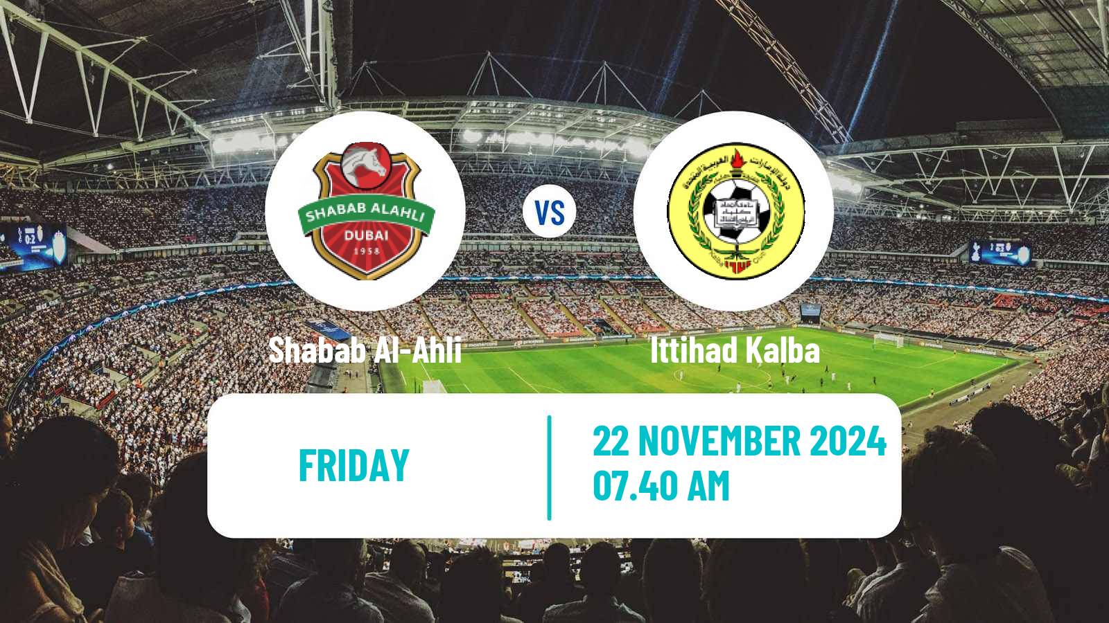 Soccer UAE Football League Shabab Al-Ahli - Ittihad Kalba