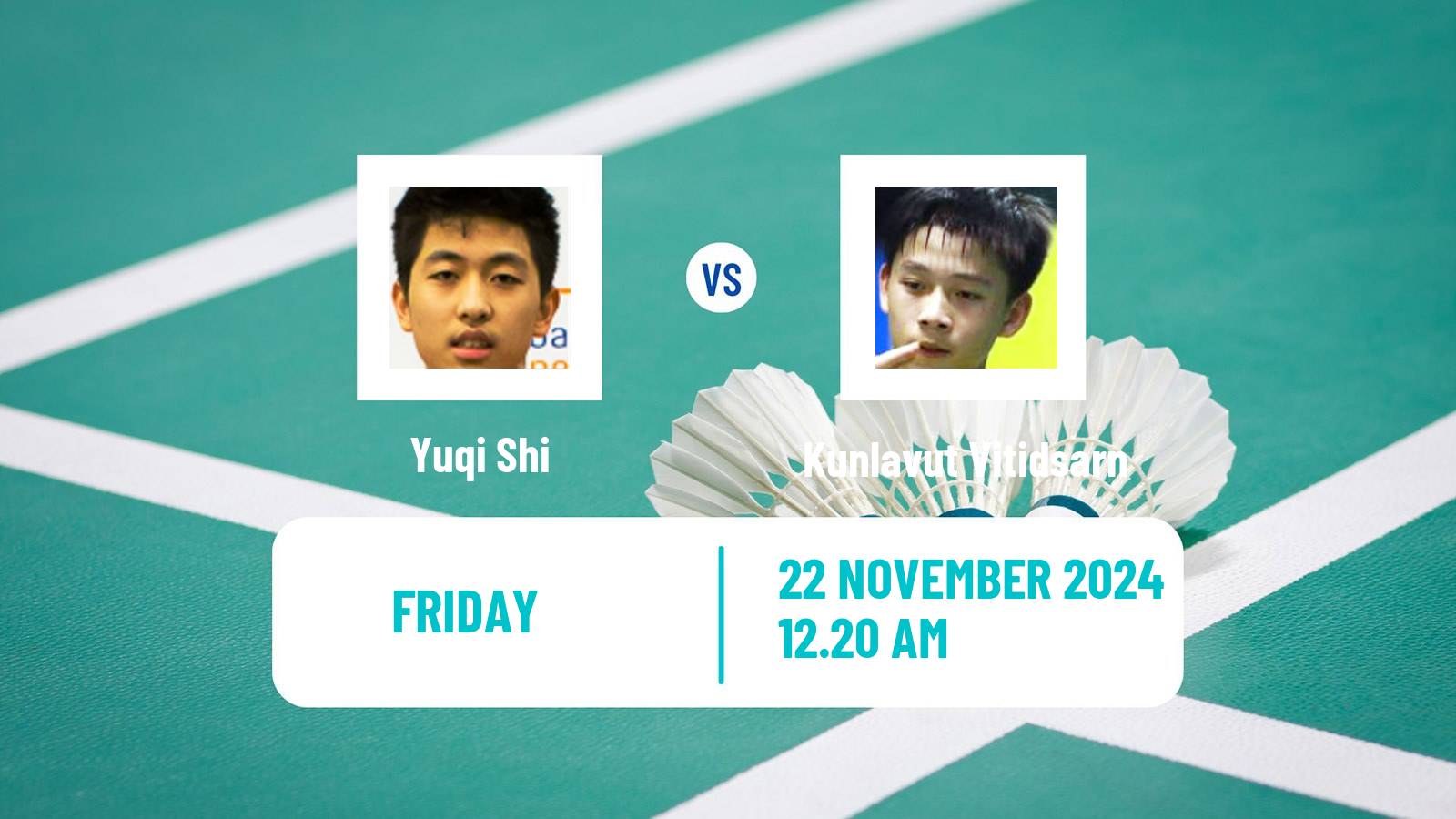 Badminton BWF World Tour China Masters 3 Men Yuqi Shi - Kunlavut Vitidsarn