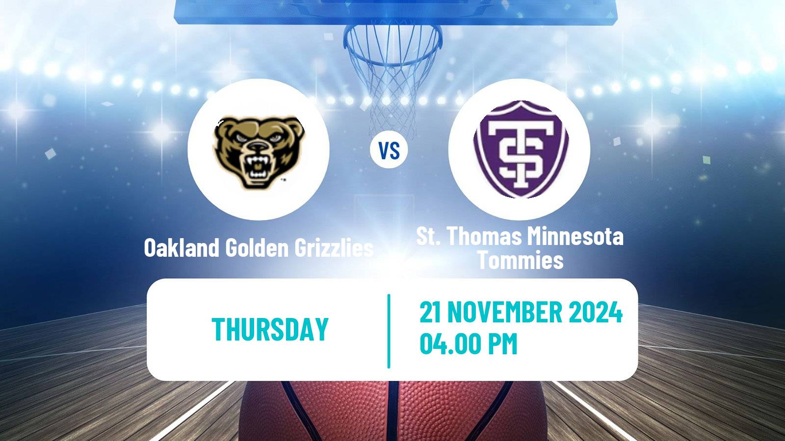 Basketball NCAA College Basketball Women Oakland Golden Grizzlies - St. Thomas Minnesota Tommies