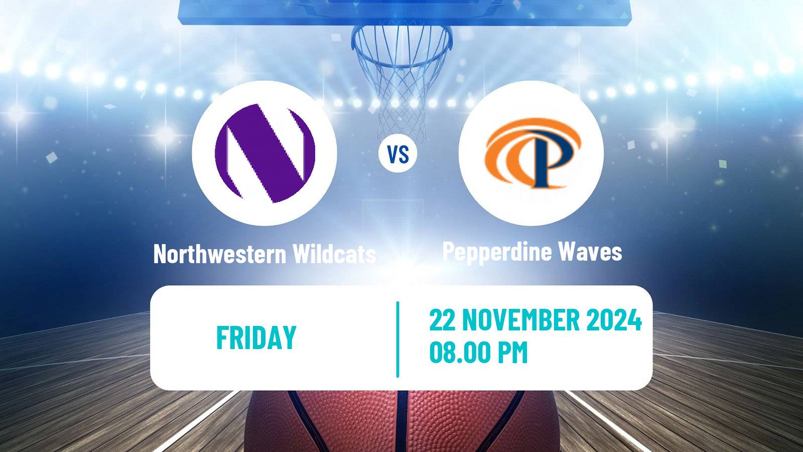 Basketball NCAA College Basketball Northwestern Wildcats - Pepperdine Waves