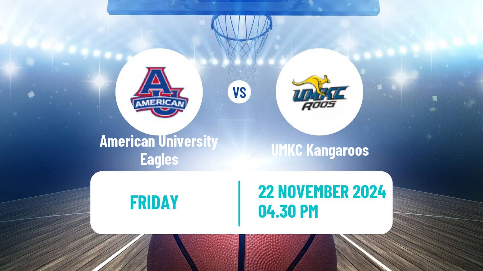 Basketball NCAA College Basketball American University Eagles - UMKC Kangaroos