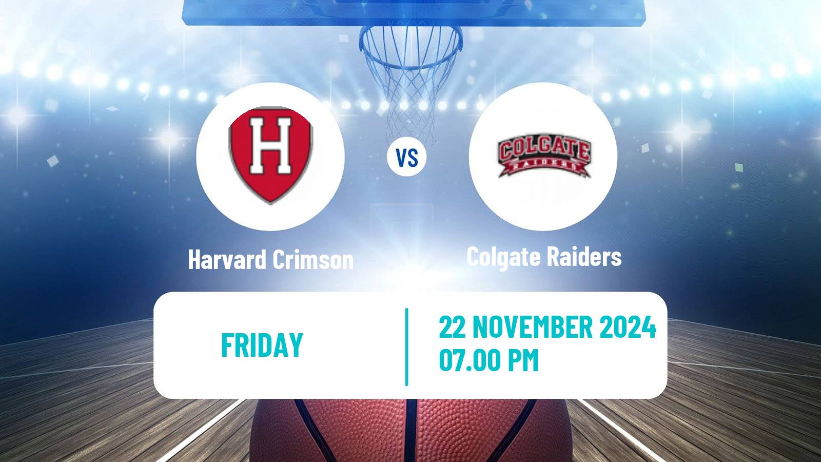 Basketball NCAA College Basketball Harvard Crimson - Colgate Raiders