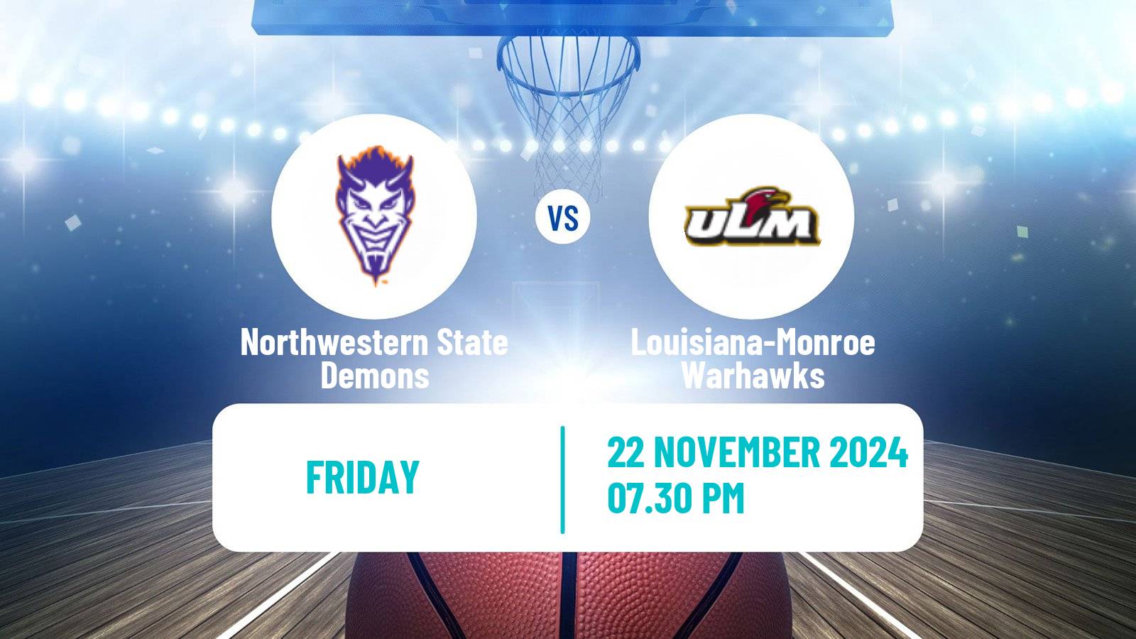 Basketball NCAA College Basketball Northwestern State Demons - Louisiana-Monroe Warhawks