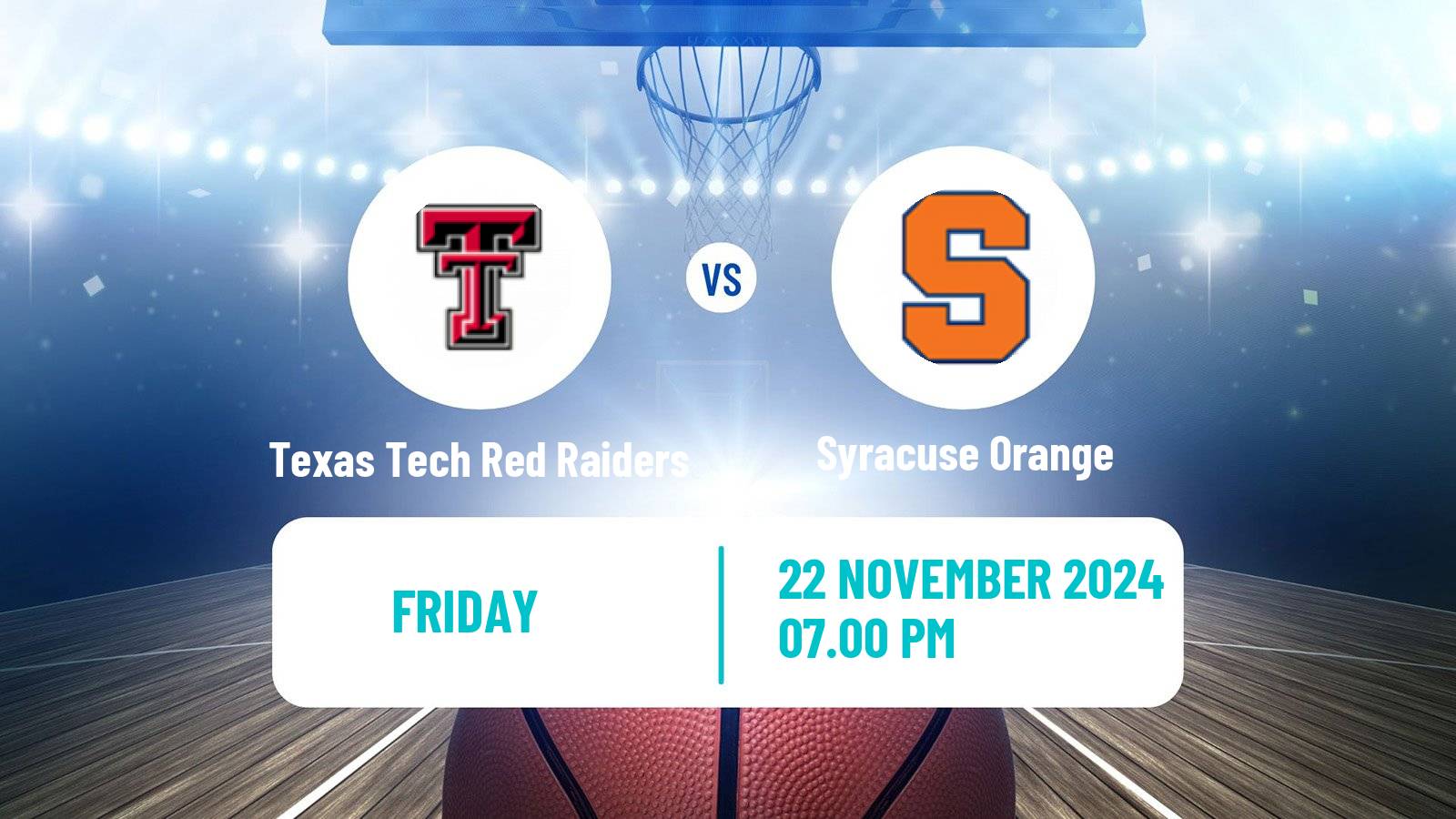 Basketball NCAA College Basketball Texas Tech Red Raiders - Syracuse Orange