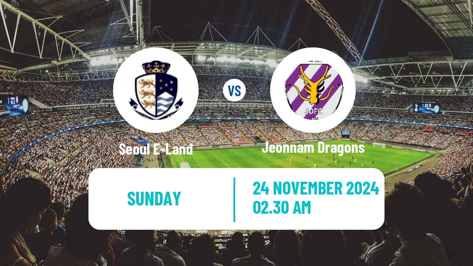 Soccer South Korean K-League 2 Seoul E-Land - Jeonnam Dragons