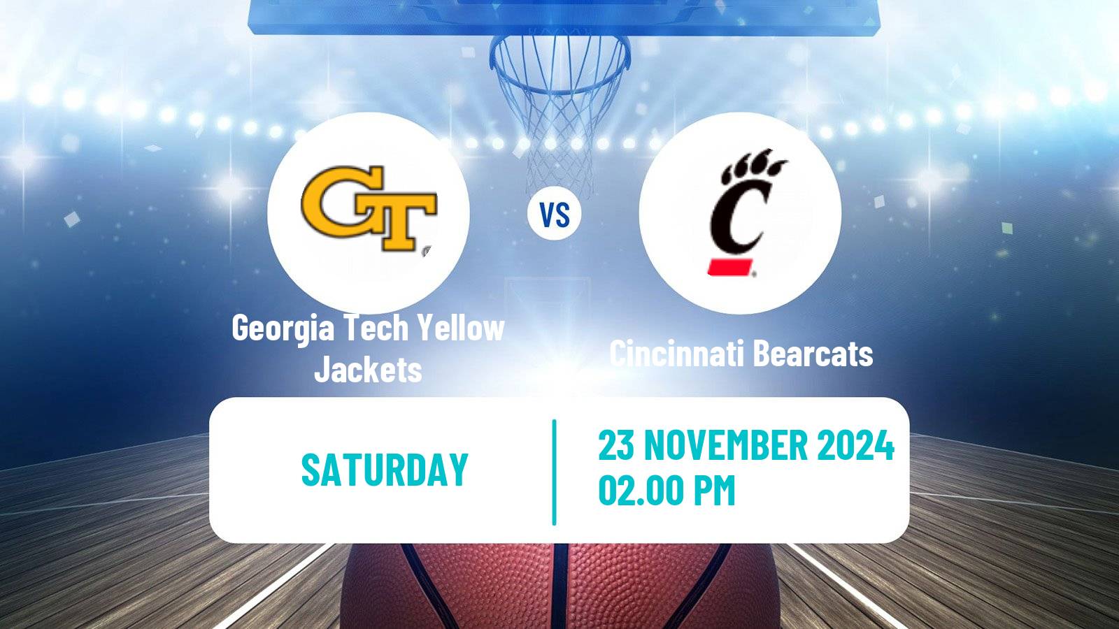 Basketball NCAA College Basketball Georgia Tech Yellow Jackets - Cincinnati Bearcats