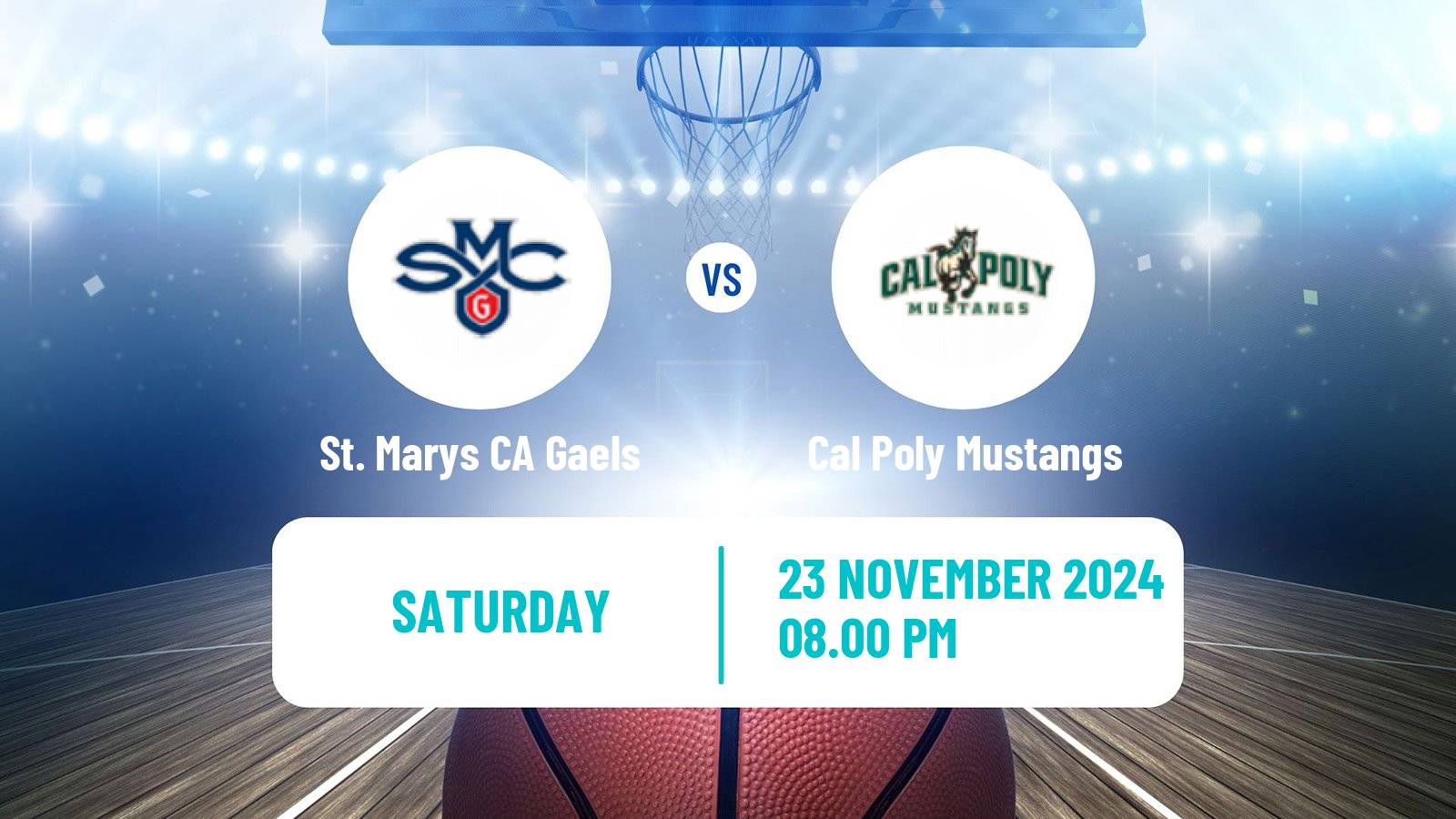 Basketball NCAA College Basketball St. Marys CA Gaels - Cal Poly Mustangs