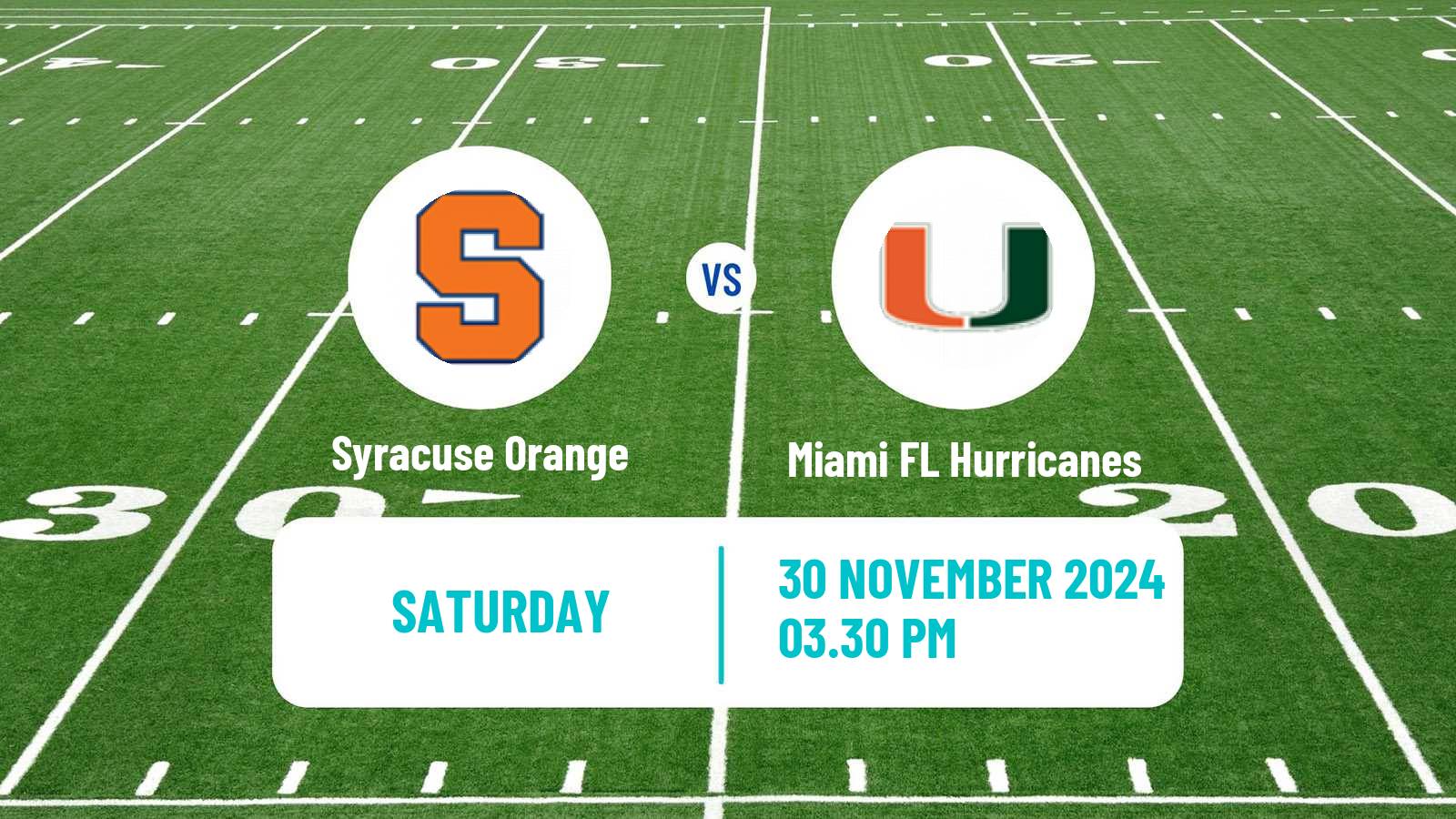 American football NCAA College Football Syracuse Orange - Miami FL Hurricanes