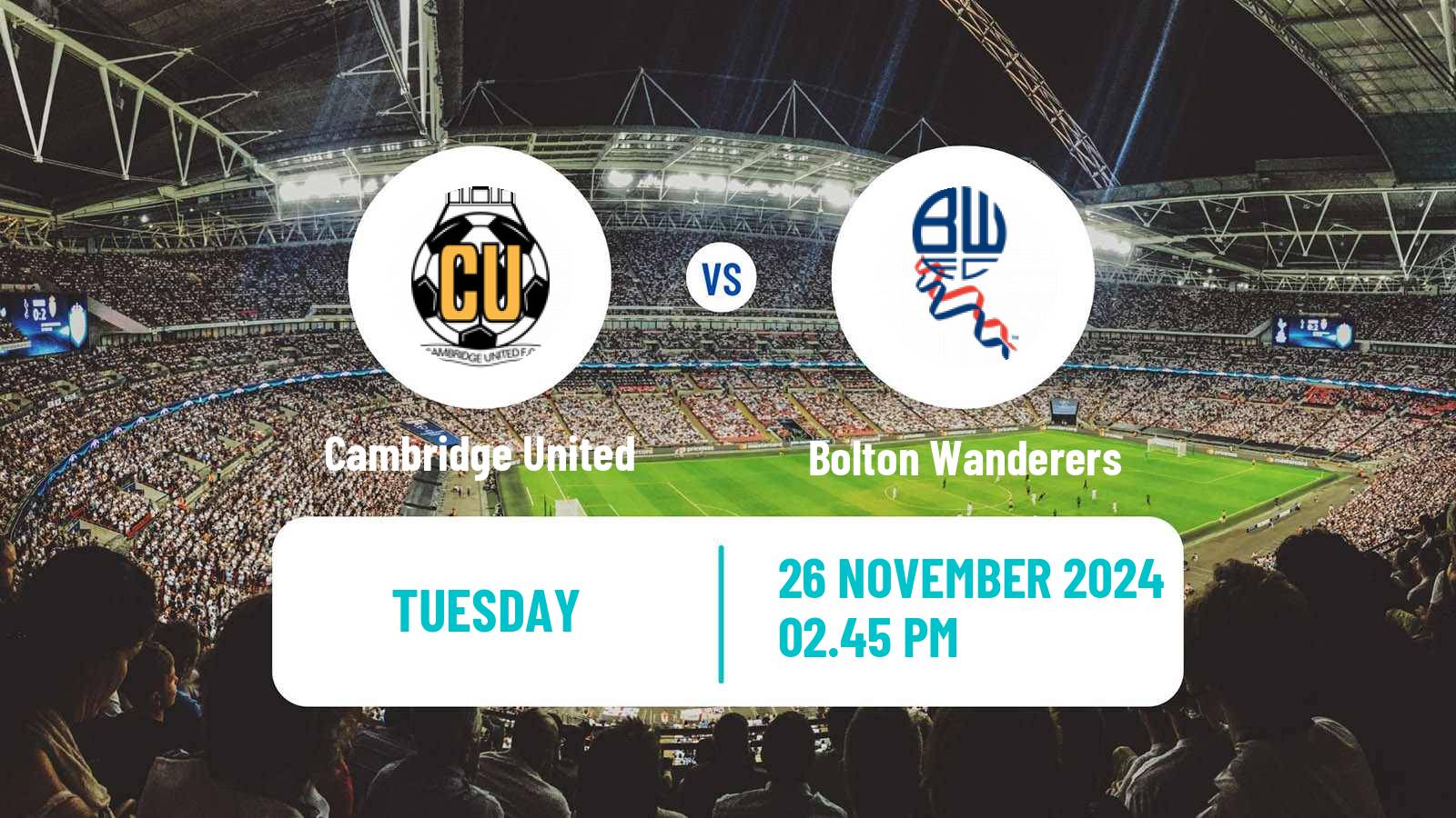 Soccer English League One Cambridge United - Bolton Wanderers